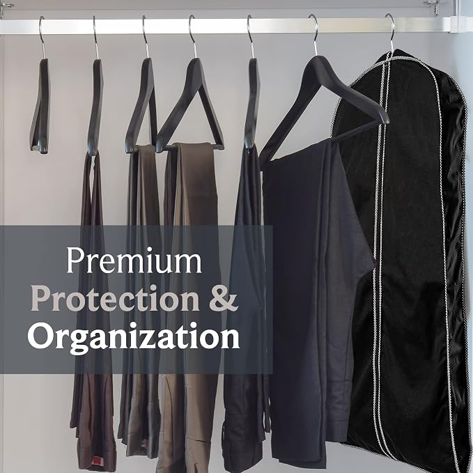 60" Luxury Fur Coat Cotton Blend Cloth Garment Bags for Travel & Hanging Clothes (Black-Houndstooth Trim) - Suit Covers Garment Bag for Men & Women Dress Bag - Closet Storage Suit Bag, Coat Storage - Image 6