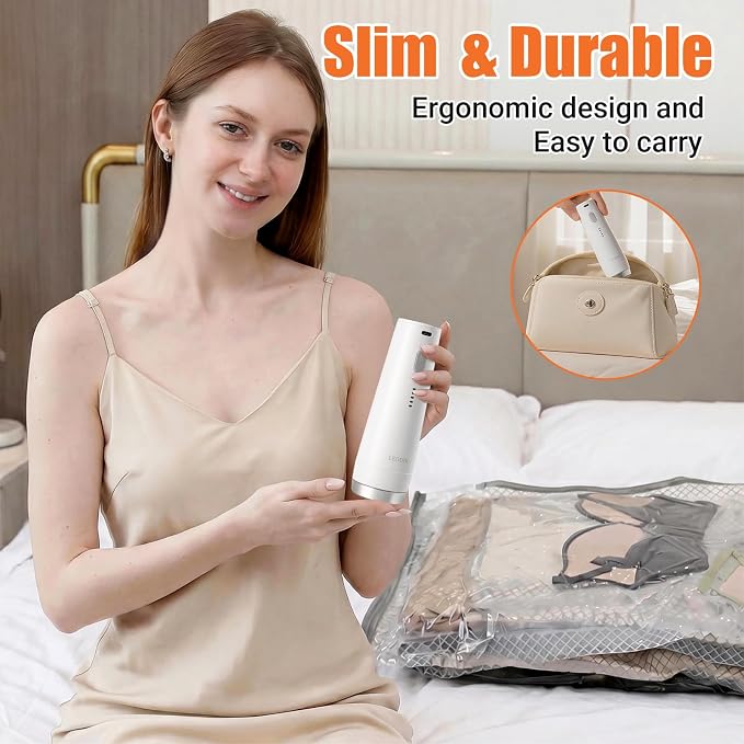 Vacuum Storage Bags for Travel with Rechargeable Cordless Pump, 15 Pack Compression Packing Bags for Luggage and Suitcase, Space Saver Seal Bag for Clothes and Clothing - Image 7