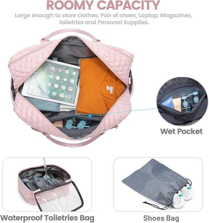 LOVEVOOK Travel Duffle Bag - Women's Weekender Carry On Overnight Laptop & Gym Bag With Toiletry/Shoe Pocket, Hospital Labor Bag - Image 3