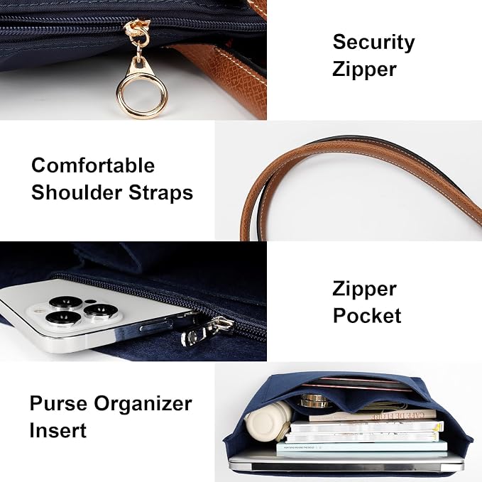 Tote Bag for Women with Purse Organizer Insert, Foldable Waterproof Nylon Bag for Travel, and Daily Use,Medium Size. - Image 7