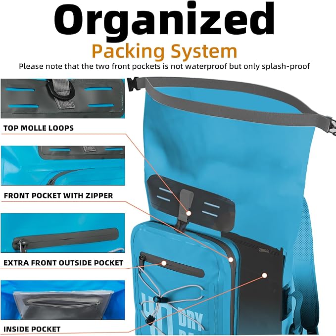 MORXPLOR Dry Bag Waterproof,5L/10L/20L/30L/40L/55L Roll Top Dry Bag Backpack with WaterProof Phone Case for Swim,Kayak - Image 7