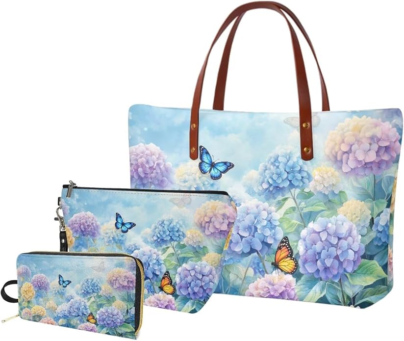 GIFTPUZZ Women Tote Bag Women Wallet Portable Cosmetic Bag for Women Bag Set 3 Pack PU Leather Bags with Zipper - Image 8