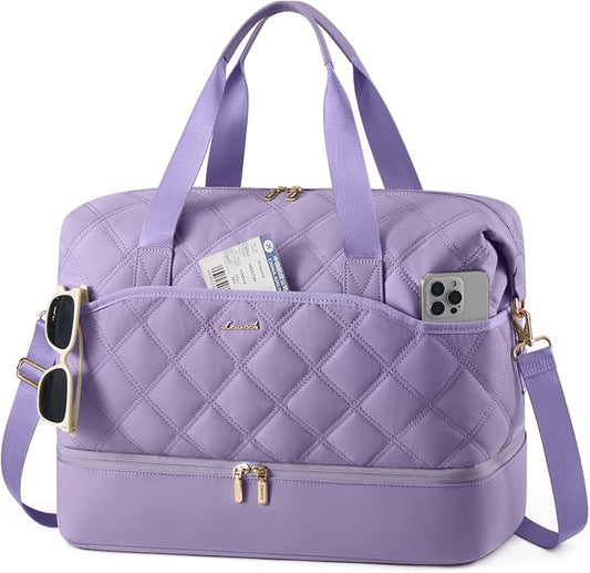 LOVEVOOK Weekender Bags for Women with Shoe Compartment, Lightweight Travel Duffle Bag, Hospital Overnight Bags, Personal Item Carry On Bag for Gym (Violet, 35L - Medium) by LOVEVOOK