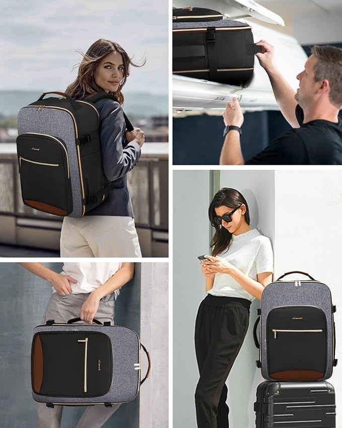 LOVEVOOK 50L Travel Backpack for Women & Men, Airline Approved Carry On Luggage with 3 Packing Cubes, TSA Overnight Bags, Waterproof Personal Item Bag, Weekender Essentials Backpacks fits 17" Laptop - Image 6