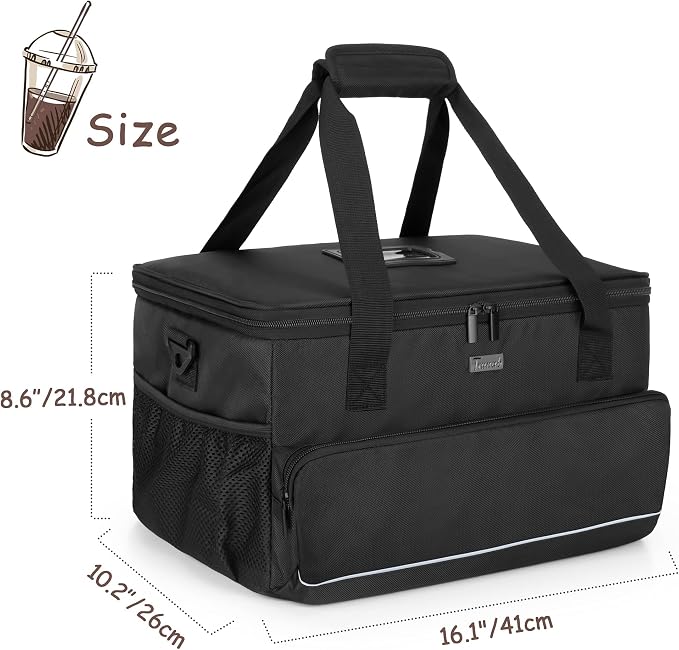 Trunab 8-Cup Drink Carrier for Delivery Insulated Tote Bag, Black | Adjustable Dividers, Handle & Shoulder Strap,Reusable for Beverages,Food Take Out,Outdoors - Image 7
