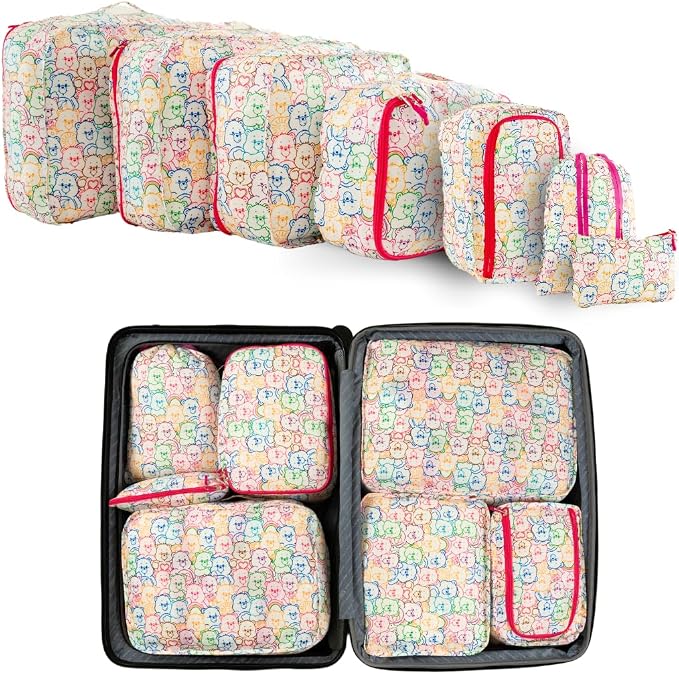 Care Bears Beauty 7 Piece Soft Storage Organization Packing Cubes Travel Set (Officially Licensed Product) By Franco Collectibles by Franco