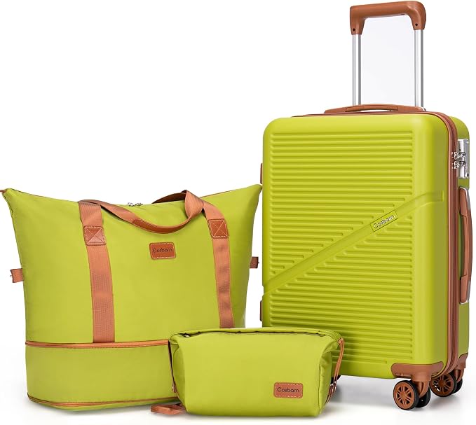 Cosbarn Carry On Luggage Set 22x14x9 Airline Approved, 3 Piece 20 Inch Lightweight ABS Hardside Suitcases with Wheels and TSA Lock, Durable Waterproof Travel Suitcase for Men Women by Cosbarn