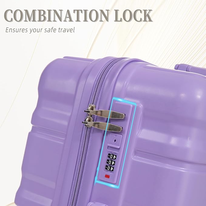 GDFStudio 20/24/28 Inch 3 Piece Luggage Set, ABS Hard Shell Spinner Suitcase with 360° Silent Wheels, Expandable Capacity,Combination Lock, Retractable Handle,Carry On & Checked Suitcases,Blue+Purple - Image 5