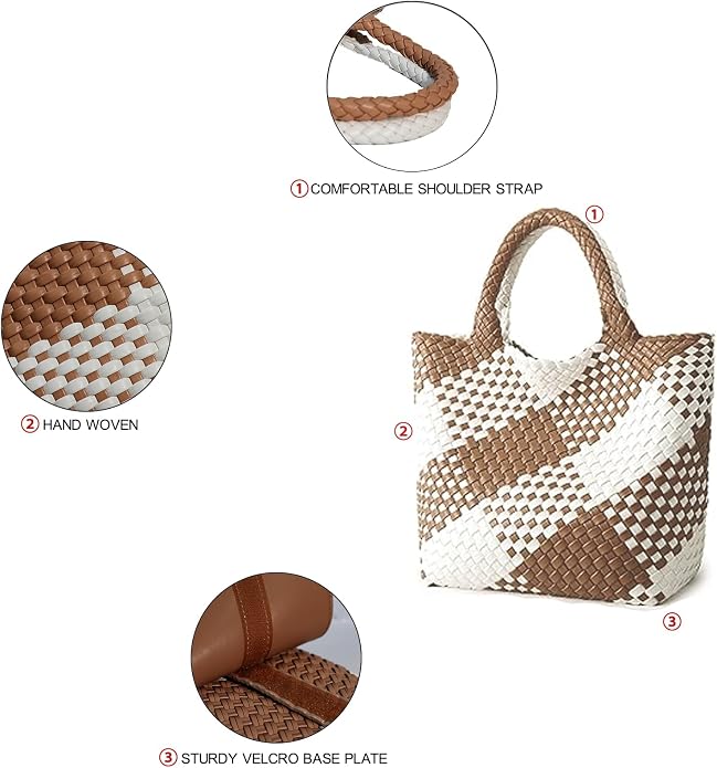 JINMANXUE Fashion Woven Bag Shopper Bag Travel Handbags and Purses Women Tote Bag Large Capacity Shoulder Bags - Image 6