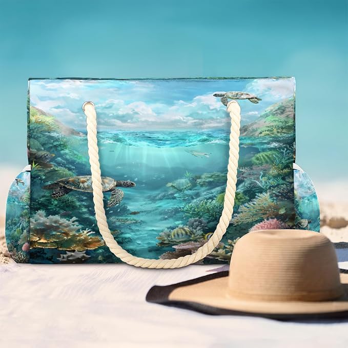 Large Beach Bag with Zipper Beach Bags for Women Water Resistant Swim Pool Bag - Image 3