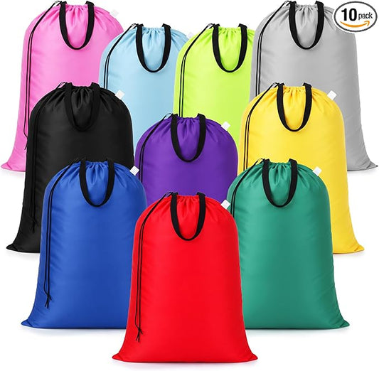 Zhehao 10 Pack Extra Large Laundry Bags 10 Varied Colors Heavy Duty Bags 27" x 40" Travel Laundry Bag with Handles and Drawstring for Dirty Clothes College Dorm Apartment Dwellers Travel by Zhehao