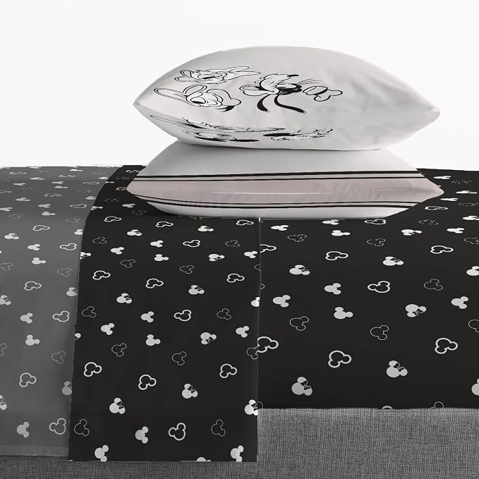 Jay Franco Kids Sheet Set with Fitted, Flat Sheets & Pillow Cover - Ultra-Soft Bedding with Pillowcase for Room Decor, Black - Mickey and Friends, 4 Piece King - Image 6