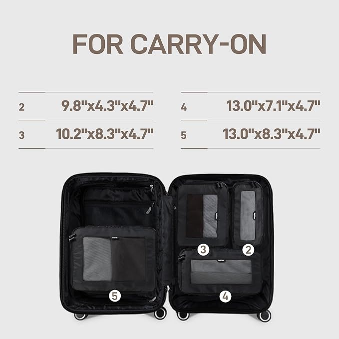 EPICKA TripCozy Compression Packing Cubes - 4 Set Durable Travel Organizer Bags with Mesh Top, Expandable Travel Accessories for Carry on, Luggage, Suitcase, Backpack (Dark Grey) - Image 3