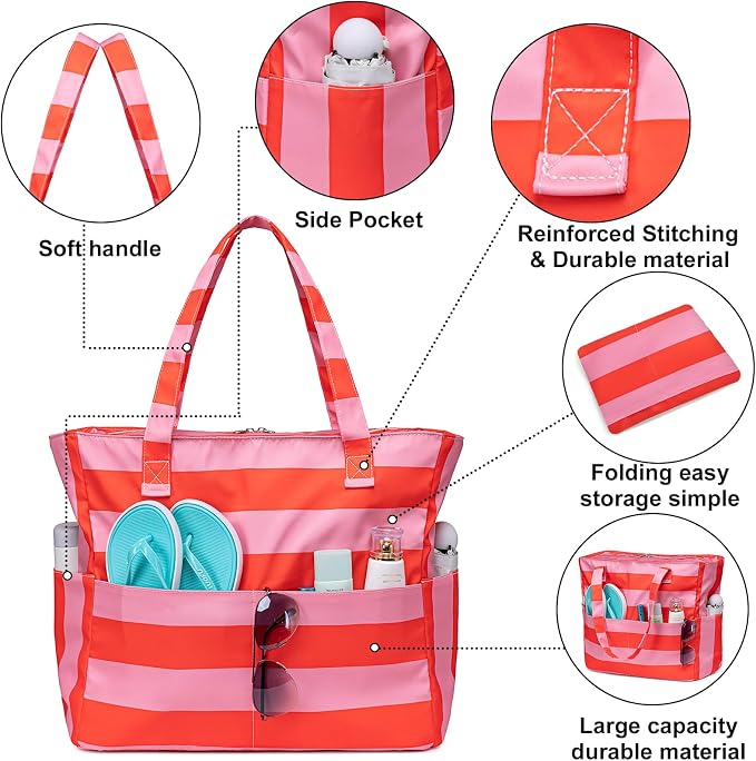 Bluboon Waterproof Beach Tote Pool Bags for Women Ladies Extra Large Carry On Bag With Wet Compartment for Weekender Travel - Image 7