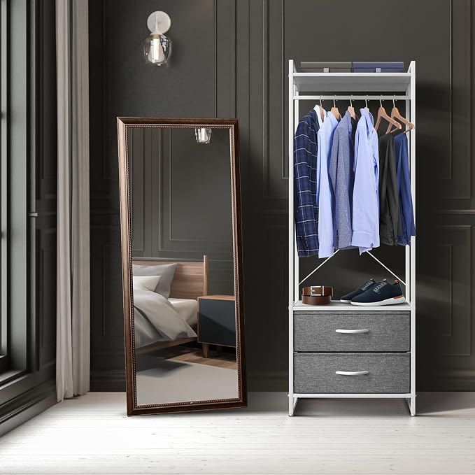 Sorbus Clothing Rack with Drawers - Clothes Stand Dresser - Wood Top, Steel Frame, & Fabric Drawers - Tall Closet Storage Organizer - Stand Alone Garment Rack for Hanging Shirts, Dresses, & Jackets - Image 5