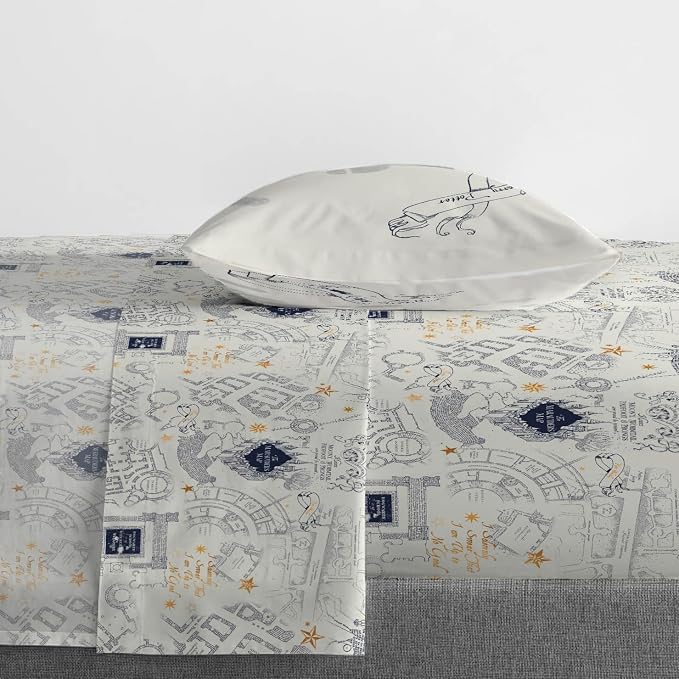 Jay Franco Kids Sheet Set with Fitted, Flat Sheets & Pillow Cover - Ultra-Soft Bedding with Pillowcase for Room Decor, Beige - Harry Potter, 3 Piece Twin - Image 6