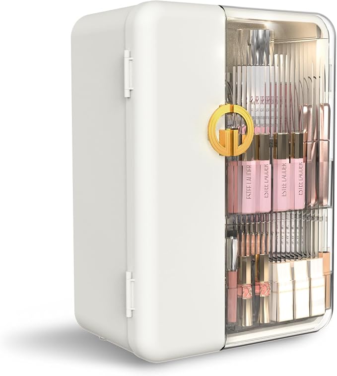UAK Makeup Organizer with Drawers for Vanity, Cosmetic Display Case with Brush Holders, Storage for Skincare Countertop Bathroom (White) by SayGoodbyetoClosetChaoswithCurStorage