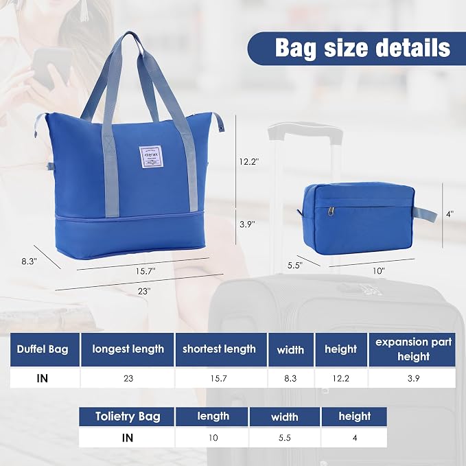 Merax Softside Luggage Set 3 Piece Suitcase with Duffel Bag Spinner Wheels | Lightweight Expandable Travel Luggage 22" 26" 30",Navy Blue - Image 3