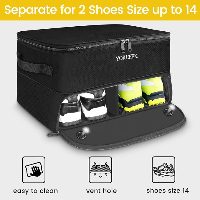 YOREPEK 2 Layer Golf Trunk Organizer, Golf Gifts for Men with Separate Ventilated Compartment for 2 Pair Shoes, Waterproof Car Trunk Locker for Balls, Tees, Clothes, Gloves, Gifts for Golfers - Image 5