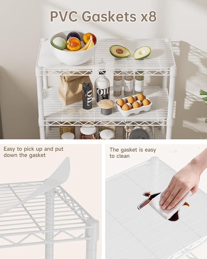 Golpart 8 Tier Shelves Storage Shelf Wire Closet Bathroom Organizers Metal Pantry Kitchen Garage Shelving Unit Laundry Room Organization Home Rack Net Basket Black with Wheels 12”D X 22”W X 74.2”H - Image 5