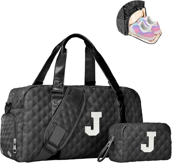Elilier Travel Bags, Gifts for Friends Female Women, Initial Travel Duffel Bag, Gym Bag, Personalized Weekender Bag, Friend Wedding Girlfriend Birthday Gifts for Teen Girls, Graduation Gifts by Elilier