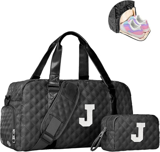 Elilier Travel Bags, Gifts for Friends Female Women, Initial Travel Duffel Bag, Gym Bag, Personalized Weekender Bag, Friend Wedding Girlfriend Birthday Gifts for Teen Girls, Graduation Gifts by Elilier