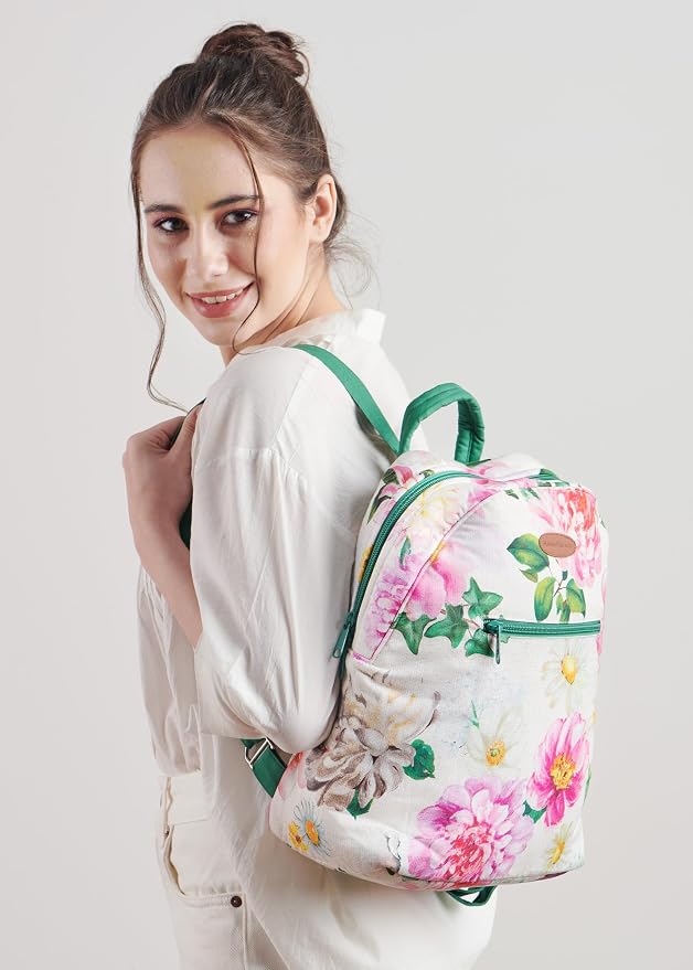 Maison d' Hermine Backpack for Women Men Cotton Shoulder Multipurpose Rucksack with Small Pouch Lightweight Multi Pocket Bag for Travel Work Beach Perfect for Spring Summer (Pivoine) - Image 7
