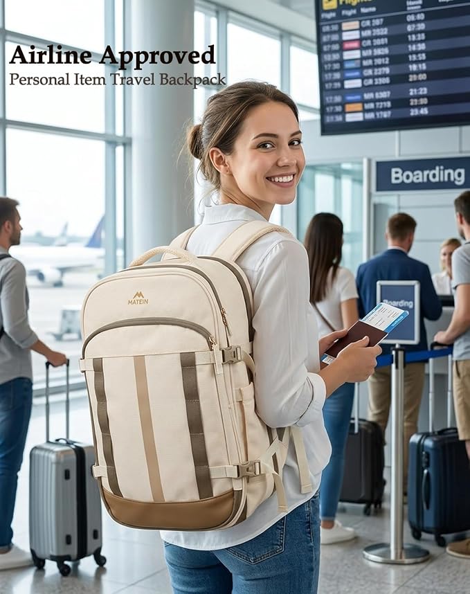 MATEIN HER 18x14x8 Personal Item Backpack with Luggage Tag & Rain Cover | Waterproof, Women Travel Backpack for Frontier Airline, Lightweight, TSA Approved Underseat Bag, Fit 17.3" Laptops, 2 Pcs Set - Image 2