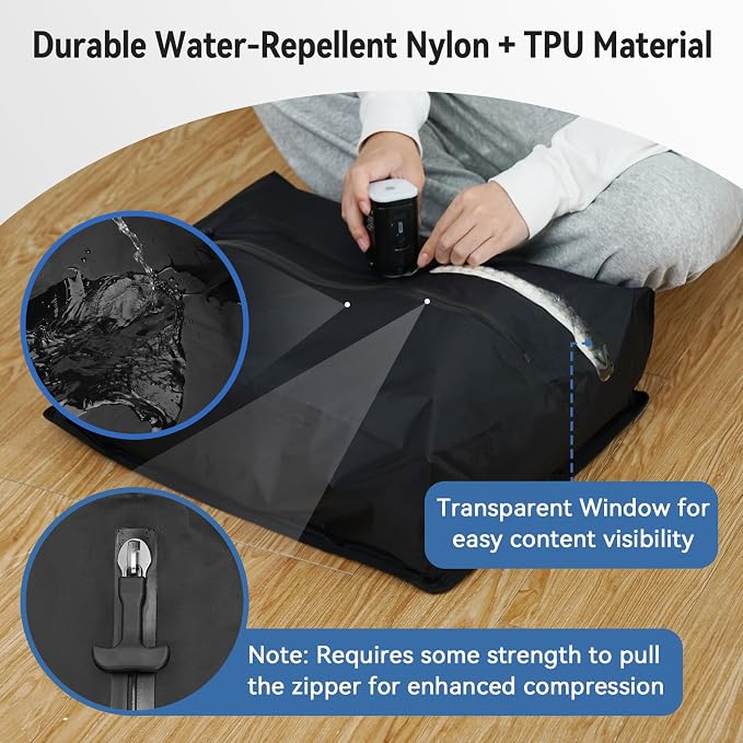 Vacuum Bags with Wireless Pump - Space Saver Compression Bags for Travel Luggage, No Checked Baggage, Travel compression storage bag, 19.7 * 15.7 * 5.9in, Easy Vac Pack Backpack for luggage - Image 5