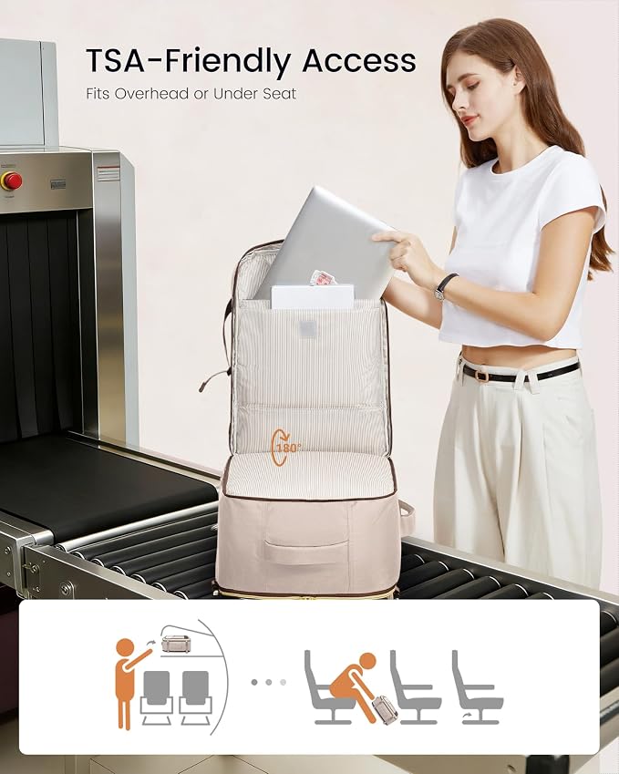 LOVEVOOK Travel Backpack for Women, 40L Carry On Backpack for Airplanes, Personal Item Bag for Airlines Fits 17 inch Laptop, TSA Approved Luggage with 3 Packing Cubes,Waterproof Weekender Gym Backpack - Image 6
