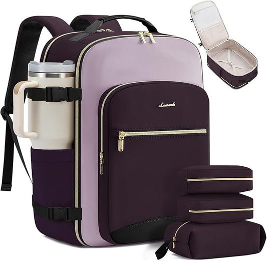 LOVEVOOK 56L Large Travel Backpack for Women, Carry on Backpack Airline Approved, Waterproof Travel Essentials fits 18" Laptop, TSA Personal Item Travels Bag Sports Backpack with 3 Packing Cubes by LOVEVOOK