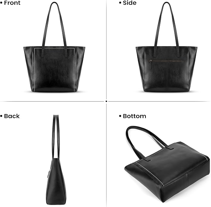 befen Vintage Genuine Leather Work Tote Bag for Women Large Tote Bag with Zipper Leather Purse and Handbags with Compartment - Image 9