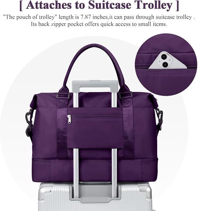 Travel Duffel Bag with Shoes Compartment,Weekender Bags for Women Travel | Overnight Carry-On Bag with Toiletry Bag, For Spirit Airlines 18x14x8 Personal Item Bag - Image 4