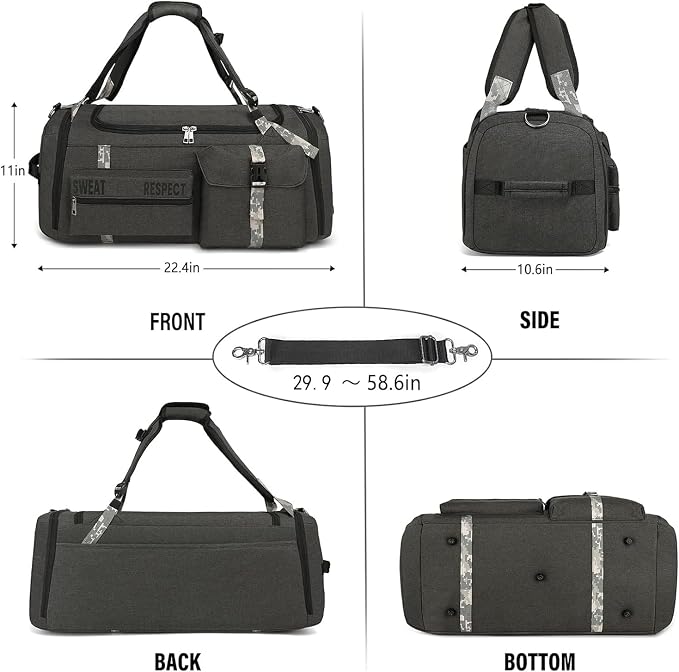 Gym Bags for Men Gym Duffle Bag Backpack 3-Way Sports Duffel Bags for Men with Shoe Compartment & Wet Pocket - Image 6