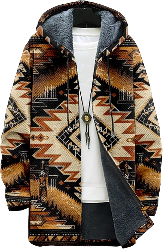 Full Zip Hoodies for Men Long Fleece Lined Knitted Hoodies with Pockets Fashion Coat Warm Cardigan for 2024