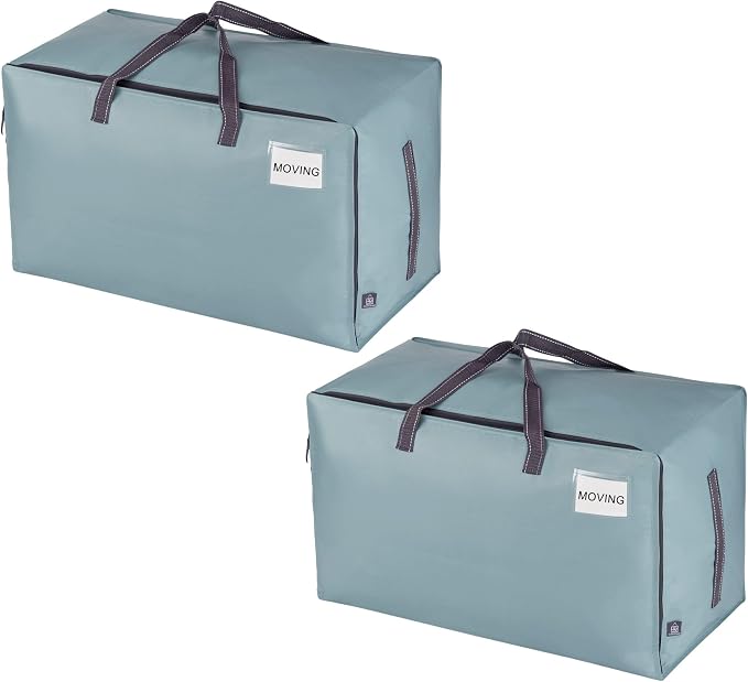 VENO 2 Pack Extra Large Heavy Duty Moving Bags with Wide Opening & Reinforced Handles, Reusable Storage Tote Bags with Strong Zippers for Clothes, College Dorm Essentials & Moving Supplies by Veno