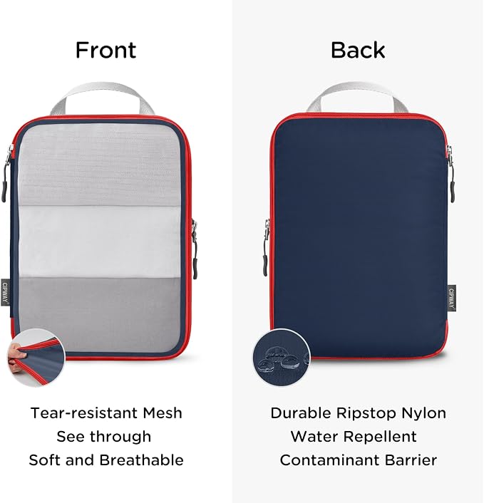 Cipway Compression Packing Cubes, See Through Mesh Luggage Organizer Bags, Travel Essentials for Carry on Suitcase with Laundry Bag and Clear Toiletries Bag（6 Pcs,Blue） - Image 3