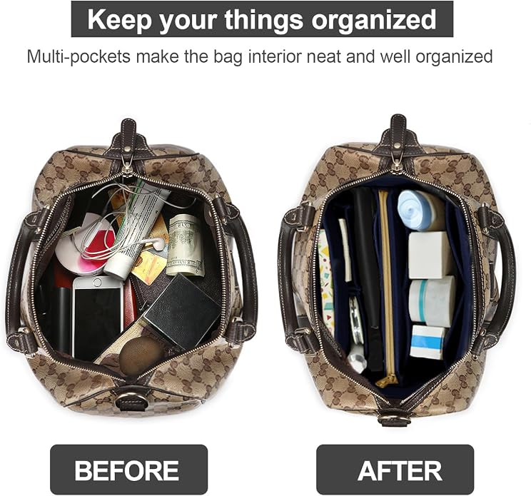 OMYSTYLE Purse Organizer Insert, Felt Tote Bag Organizer Insert with 5 Sizes, Handbag Dividers for Inside Purse, Compatible with Longchamp, Neverful, Speedy and More - Image 4