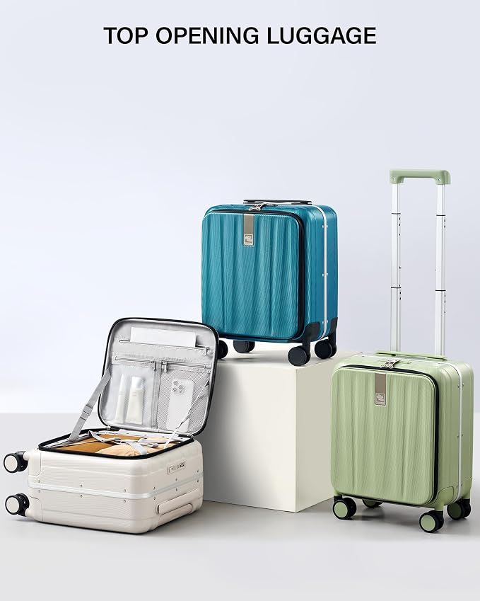 Hanke 16 Inch Underseat Carry On Luggage with Wheels,Small Hard Shell Suitcases for Weekender,Top Opening Lightweight Travel Luggage Suitcase for Womem Men,Ivory White. - Image 11