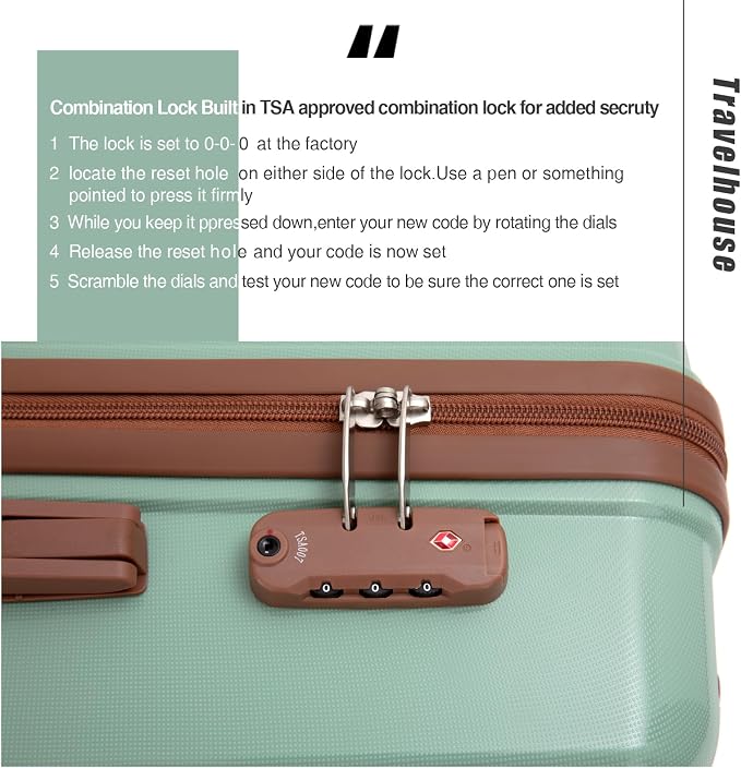 Travelhouse Luggage Sets 5 Piece with Double Spinner Wheels,PP Hardside Suitcase Sets with TSA Lock,Carry On Luggage Set with Travel Duffle Bag for Women and Men - Image 7