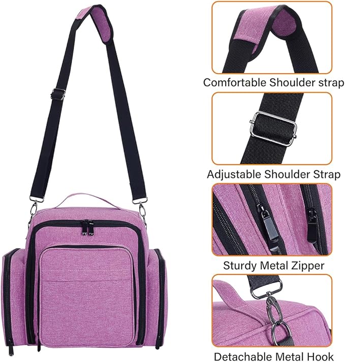 Nail Polish Organizer Case Hold 60 Bottle with 2 Detachable Bag,Purple | Portable Travel Storage Box Designed for Women's Nail Tools, Essential Oils and Cosmetics Sets - Image 5