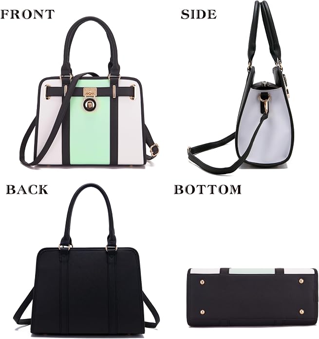 Qiyuer Structured Satchel Tote Handbags Set Women Purses with RFID Wallet | Premium, Sturdy, Spacious, Chic for Daily & Work, Vegan PU Leather, Multi-way Carry, Large Capacity RFID Wallet, Ideal Gift - Image 3