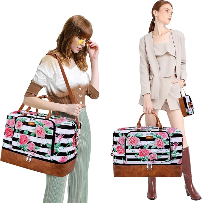 Travel Weekender Bag for Women, 21" Overnight Bag with Shoe Compartment 50L Large Travel Duffel Bag Carry On Tote for Weekend, Overnight, Business Trips, Water Resistant - Image 2