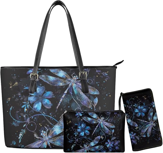 Women Purse Handbags Wallet Sets Leather Shoulder Tote Bag for Women,Top Handle Purse with Wrist Wallet Bag by Unknown