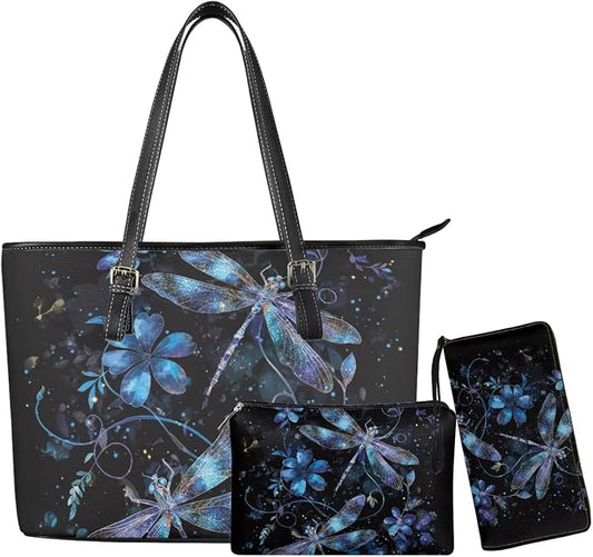 Women Purse Handbags Wallet Sets Leather Shoulder Tote Bag for Women,Top Handle Purse with Wrist Wallet Bag by Unknown