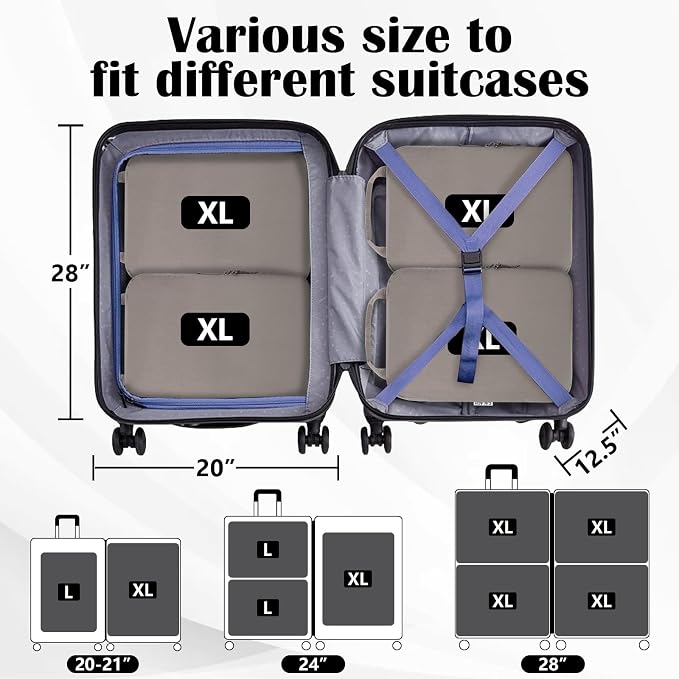 Extra Large Compression Packing Cubes for Travel Essentials, 2 Set Expandable Travel Cubes for Packing Compression Bags Luggage Suitcase Organizer, Khaki - Image 5