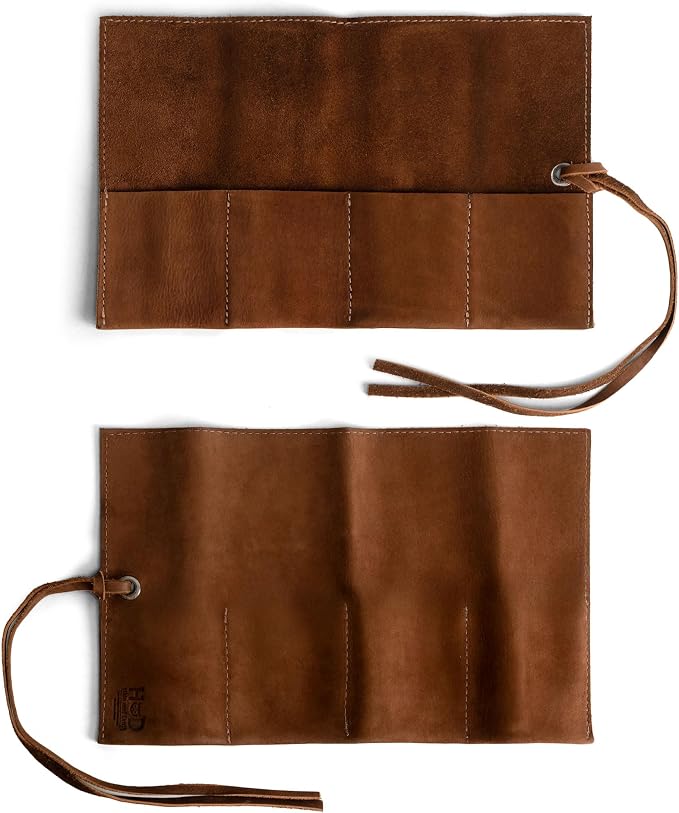 Hide & Drink, Leather Watch Roll Organizer Handmade from Full Grain Leather, Holds Up to 4 Watches, Easy Carry On Watchlover Storage (Swayze Suede) - Image 3