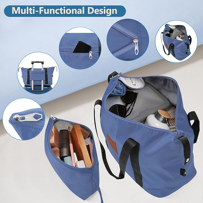 Blue 6 Piece Luggage Set Hard Shell - Expandable Suitcases with Spinner Wheels and Duffel Bags for Family Travel, Durable Carry On Luggage Sets with Lock for Women and Men - Image 8