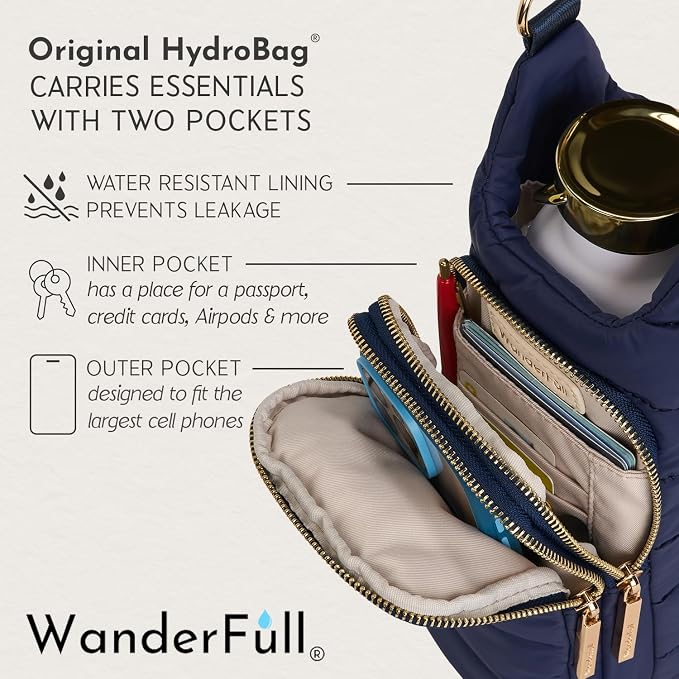 WanderFull® Original HydroBag®, Fits Up to 32 oz Water Bottle Holder with Strap, Gift for Women, Hands-Free Crossbody, Water Bottle Carrier Bag with Phone Pocket - Image 5