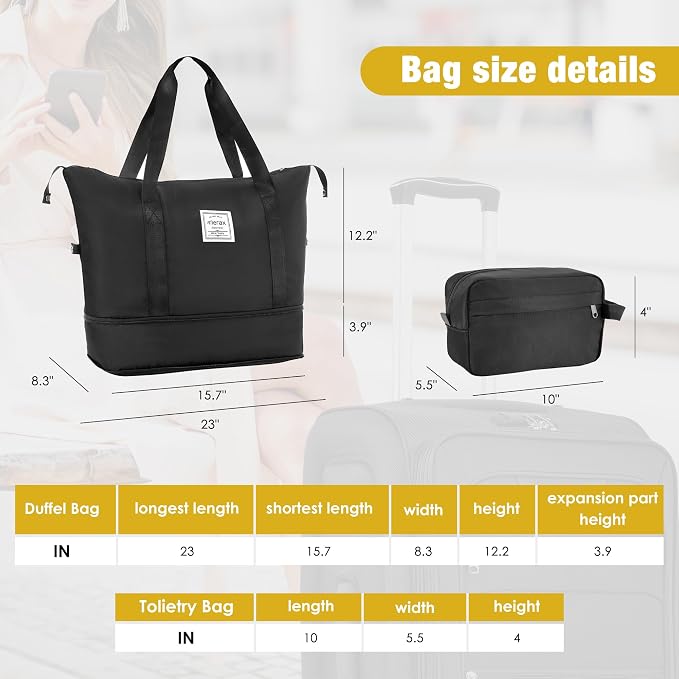 Merax Softside Luggage Set Lightweight 3 Piece Suitcase with Duffel Bag | Expandable Upright Travel Spinner Luggage 22" 26" 30",Black - Image 3